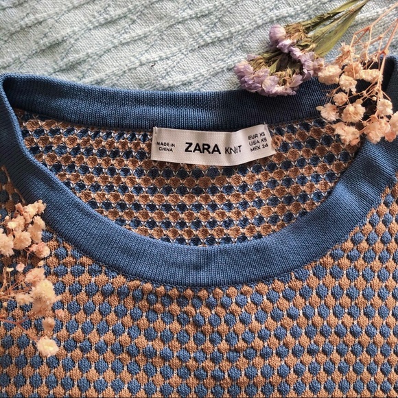 Zara knit long sleeve blue and orange detailing - Picture 3 of 4